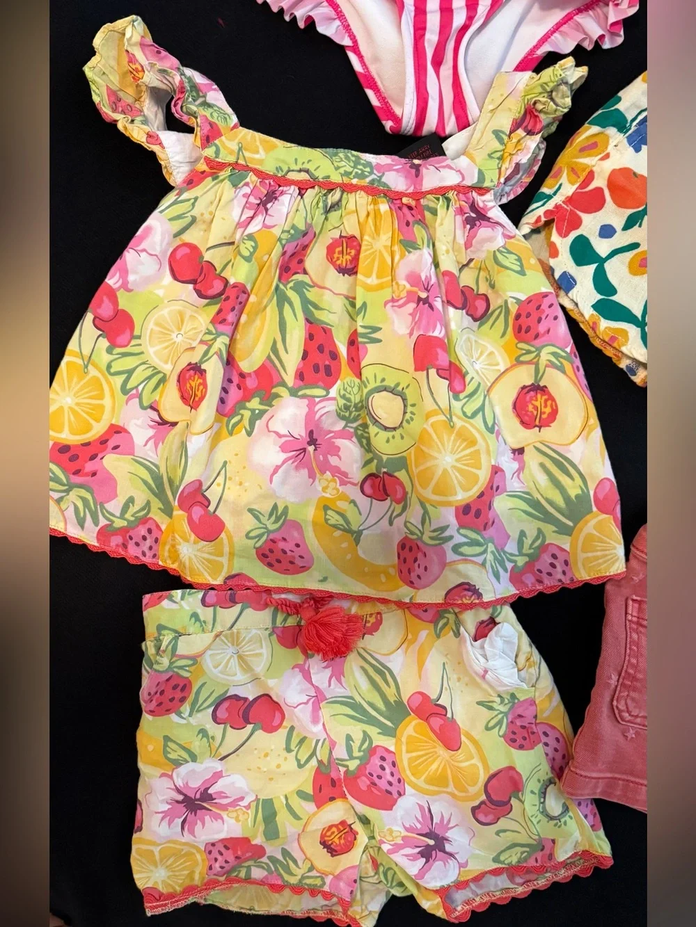 Girls Mixed Summer Outfits Bundle - Bright Fruit & Floral Prints